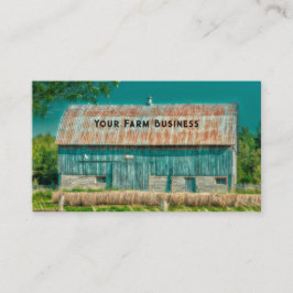 Tarjeta De Visita Granja Rústica de Barn Verde azulada Vintage Count