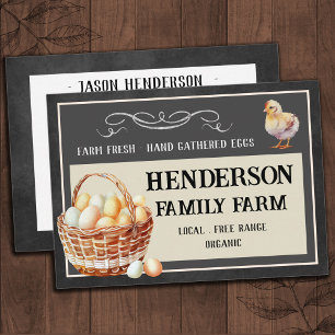 Tarjeta De Visita Granja rústica de huevos de pollo a bordo