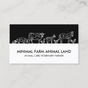 Tarjeta De Visita Granja Silueta Pato Vaca Cabra Burro Pollo Cerdo