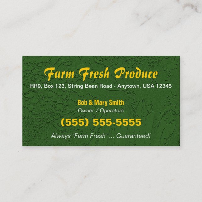 Tarjeta De Visita Granja/tarjeta de la agricultura (Anverso)