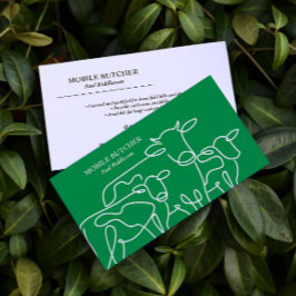 Tarjeta De Visita Granjero de ganado de Carnicero Móvil Verde y Blan