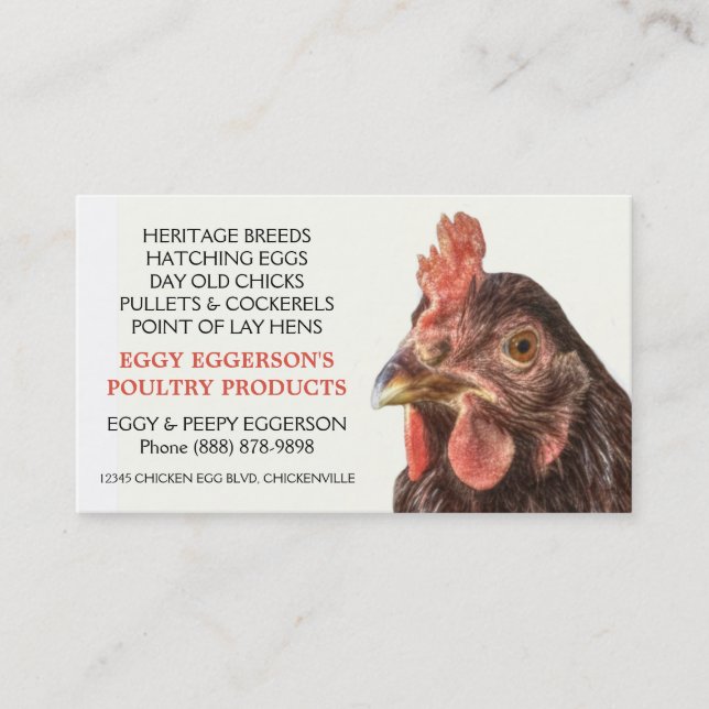 Tarjeta De Visita Granjero del huevo del pollo de la gallina del (Anverso)