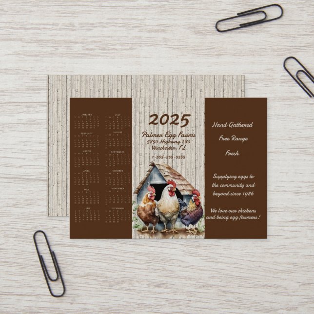 Tarjeta De Visita Granjeros de Huevo de Pollo 2025 (Anverso/Reverso In Situ)
