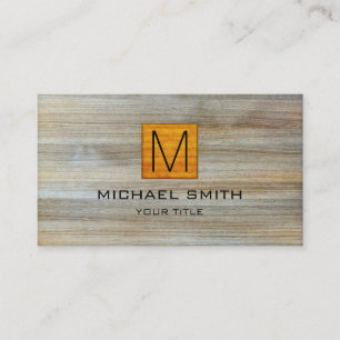 Tarjeta De Visita Grano de Madera Profesional Elegante Monograma #7