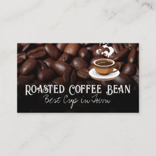 Tarjeta De Visita Granos de café   Copa caliente de café