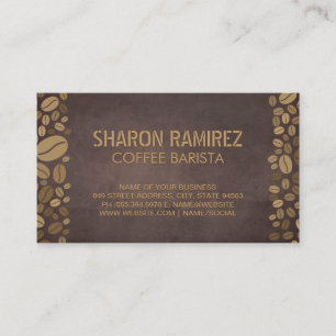 Tarjeta De Visita Granos de café   Textura marrón