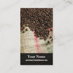 Tarjeta De Visita granos de café y saco de la lona