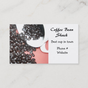 Tarjeta De Visita Granos de café y taza de café blanca
