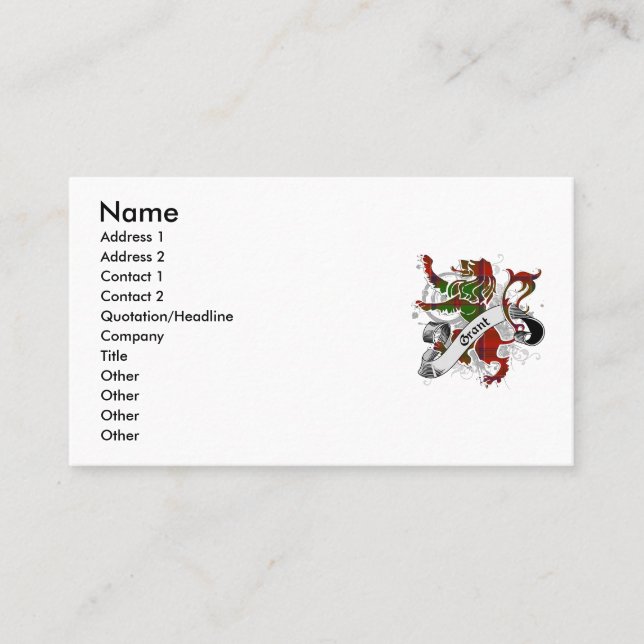 Tarjeta De Visita Grant Tartan Lion (Anverso)