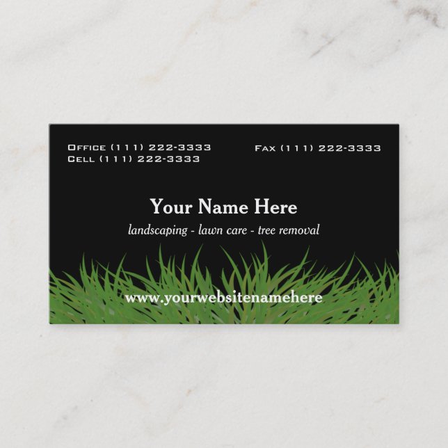 Tarjeta De Visita Grasa verde paisajista (Anverso)