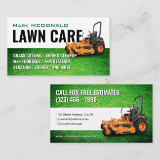 Tarjeta De Visita Grass cover and mower lawn care Business Card
