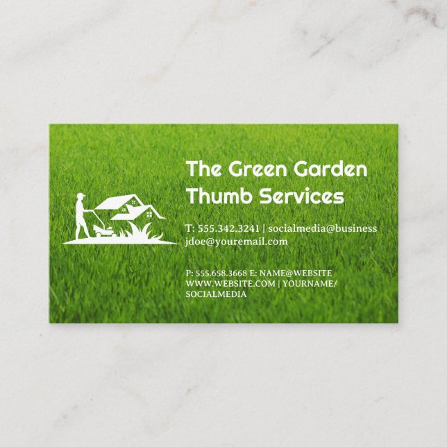 Tarjeta De Visita Grass | Gardener Cutting Lawn (Anverso)