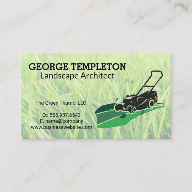 Tarjeta De Visita Grass | Lawn Mower | Landscaping Industry (Anverso)