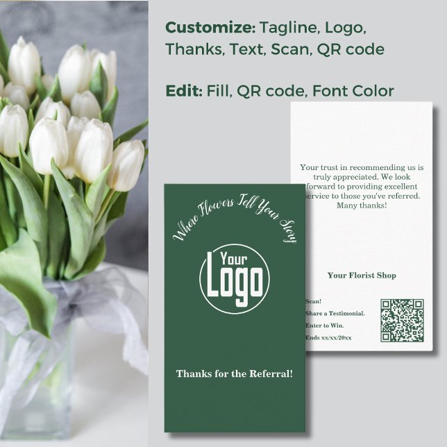 Tarjeta De Visita Gratitud: Florist Shop Referral Gracias (Gratitude: Florist Shop Referral Thank You Business Card)