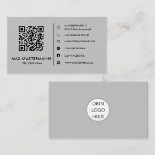 Tarjeta De Visita Graue QR Code Visitenkarte Selbst Gestalten