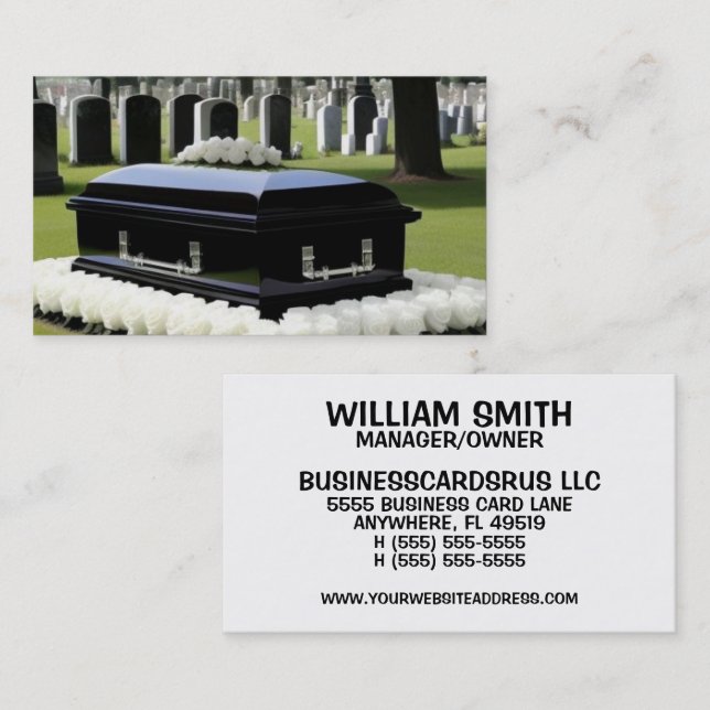 Tarjeta De Visita Graveside Service Funeral Home Director (Anverso / Reverso)