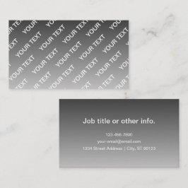 Tarjeta De Visita Gray (changeable color) Ombre & Text Pattern