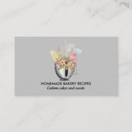 Tarjeta De Visita Gray Chef Watercolor Baking Utensiers Bakery