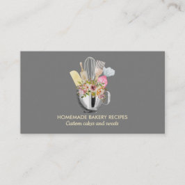 Tarjeta De Visita Gray Cook Chef Watercolor Baking Utensiers Bakery