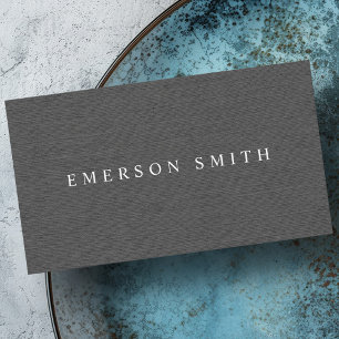 Tarjeta De Visita Gray faux linen profesional minimalista