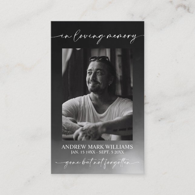 Tarjeta De Visita Gray Funeral Memorial Prayer Photo Card (Anverso)