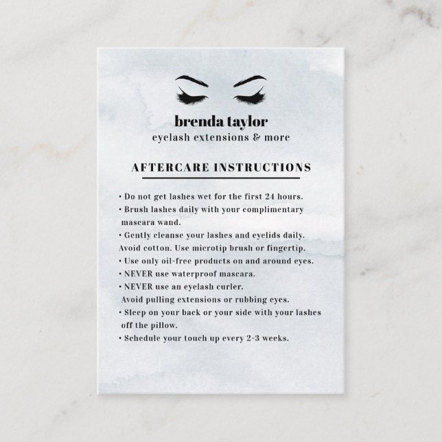 Tarjeta De Visita Gray Glam Eyelash Browbar Instrucciones para el cu (Anverso)