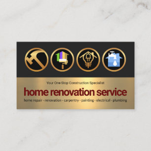 Tarjeta De Visita Gray Gold Layer Styman Handyman Icon Builder