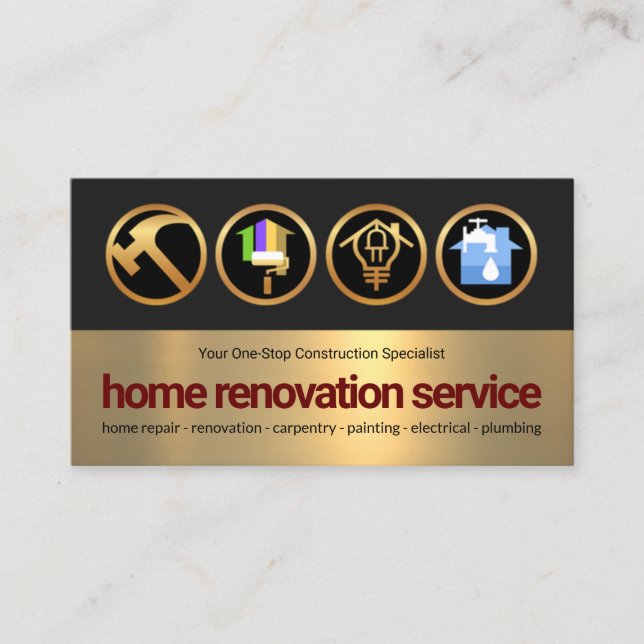 Tarjeta De Visita Gray Gold Layer Styman Handyman Icon Builder (Anverso)