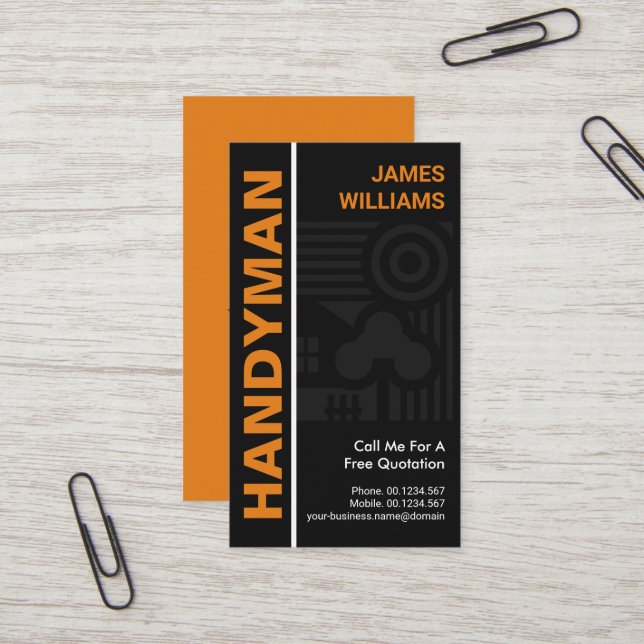 Tarjeta De Visita Gray Home Motif Construction Handyman (Anverso/Reverso In Situ)