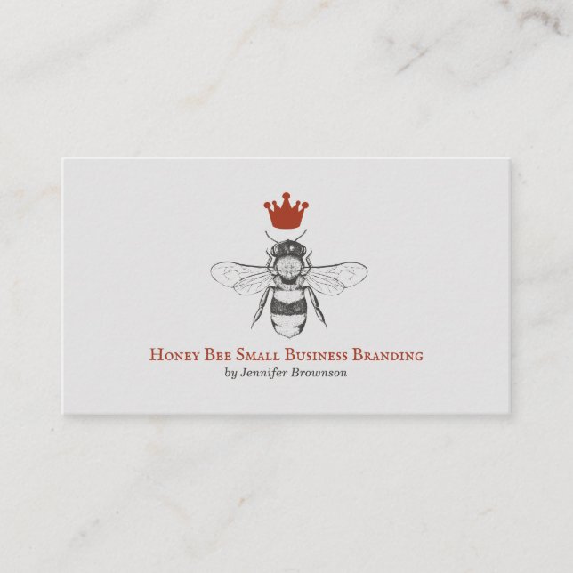 Tarjeta De Visita Gray Honeycomb Crown Queen Bee (Anverso)