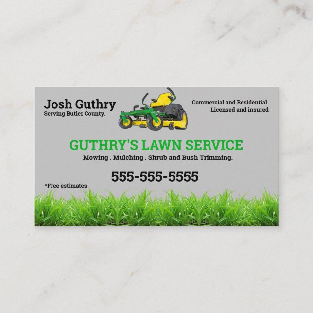 Tarjeta de visita Gray Lawn Care (Anverso)