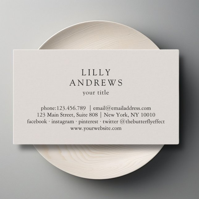 Tarjeta de visita Gray Minimal para tarjeta de vis (Gray Minimal Business Card Business Card)