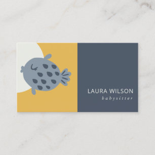 TARJETA DE VISITA GRAY NAVY OCHRE CUTE EL PEQUEÑO BABICADOR DE PESC
