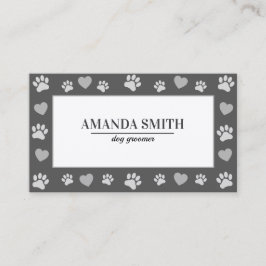 Tarjeta De Visita Gray Paw Prints Dog Groomer Business Card