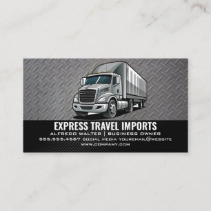 Tarjeta De Visita Gray Semi Truck   Transportes