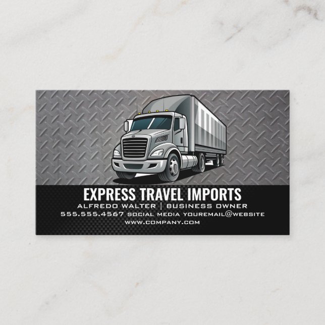 Tarjeta De Visita Gray Semi Truck | Transportes (Anverso)