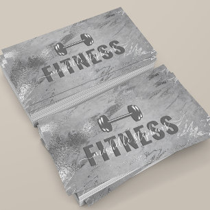 Tarjeta De Visita Gray Silver Fitness Trainer Social Media