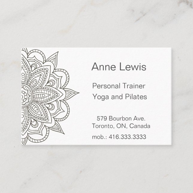 Tarjeta de visita Gray Tones Floral Mandala (Anverso)