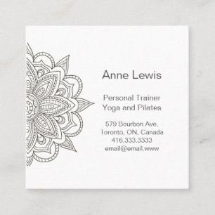 Tarjeta de visita Gray Tones Floral Mandala Square