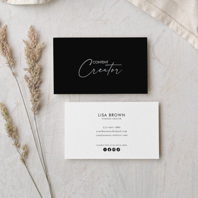 Tarjeta De Visita Gray White Classic Content Creator Business Card (Subido por el creador)
