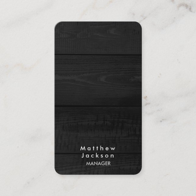 Tarjeta De Visita Gray Wood Modern Plain Professional Manager (Anverso)