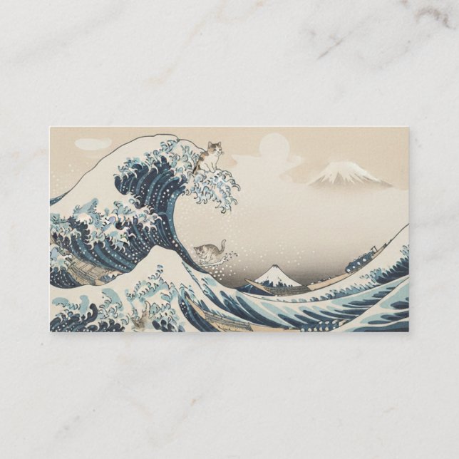 Tarjeta De Visita Great Wave Inspired Japanese Business Card  (Reverso)