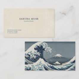 Tarjeta De Visita Great Wave Inspired Japanese Business Card 