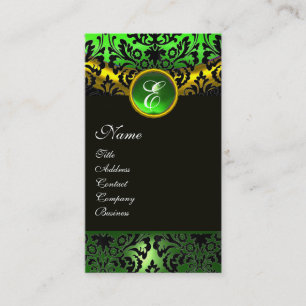 TARJETA DE VISITA GREEN AMARILLO AMARILLO NEGRO VERDE ORO DAMASK MON