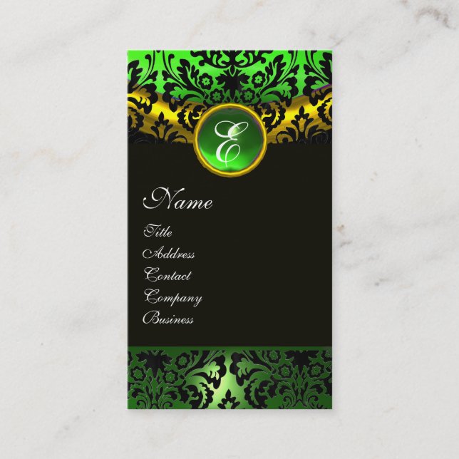 TARJETA DE VISITA GREEN AMARILLO AMARILLO NEGRO VERDE ORO DAMASK MON (Anverso)