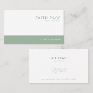 Tarjeta De Visita Green and Yellow Modern School Counselor