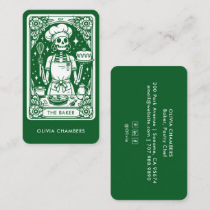 Tarjeta De Visita Green Baker Tarot Skeleton Pastry Chef