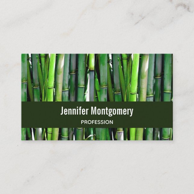 Tarjeta De Visita Green Bamboo Stalks Nature Photography (Anverso)