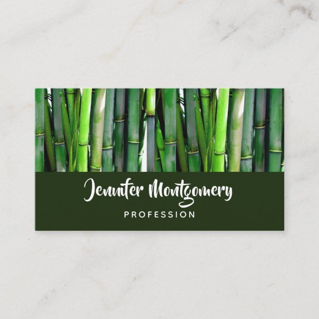 Tarjeta De Visita Green Bamboo Stalks Nature Photography (Anverso)