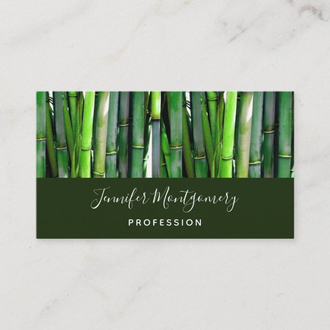 Tarjeta De Visita Green Bamboo Stalks Nature Photography (Anverso)